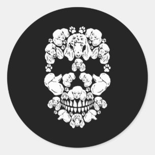 Skull Poodle Skeleton Halloween Scary Carnival Classic Round Sticker
