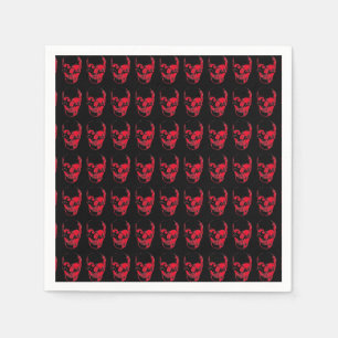 Skull Pop Art Black & Red Napkin