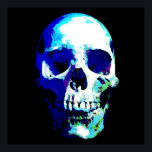 Skull Pop Art Blue Colour Poster<br><div class="desc">Fantasy Art Skull Skeleton - Blue & Purple Tones Heavy Metal Punk Rock College Pop Art Image</div>