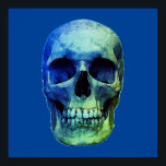 Skull Pop Art Blue Poster<br><div class="desc">Fantasy Art Skull Skeleton - Blue & Purple Tones Heavy Metal Punk Rock College Pop Art Image</div>