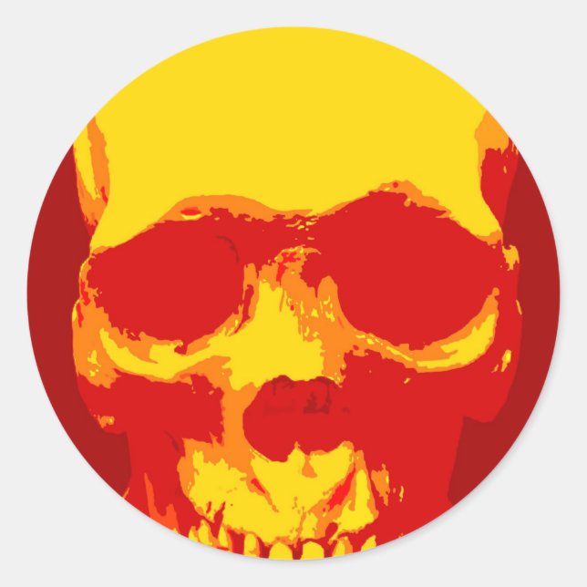 Skull Pop Art Classic Round Sticker (Front)