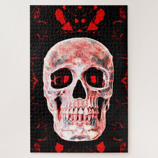 Skull Pop Art Gothic Red Black Modern Jigsaw Puzzle (Vertical)