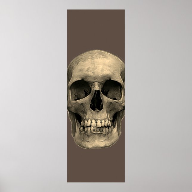 Skull Pop Art Sepia Retro Poster (Front)