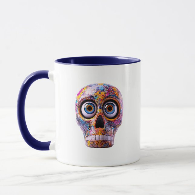 Skull Psychedelic Pattern Colorful Art Mug (Left)