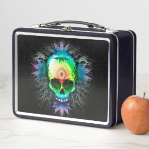 Skull Psychedelic Trippy Explosion Metal Lunch Box