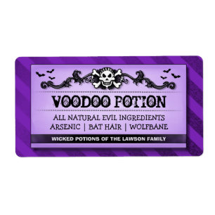 Skull Purple Stripe Custom Drink or Treat Labels