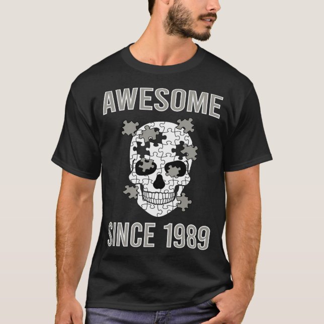 Skull Puzzle - Awesome Since 1989 T-Shirt (Front)