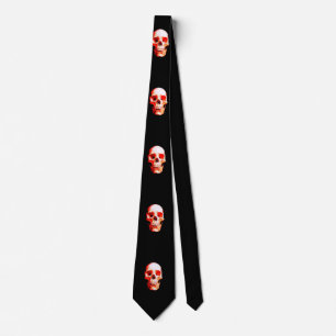 Skull Red & Black Artwork Tie