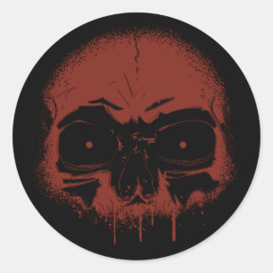 Skull Red Classic Round Sticker