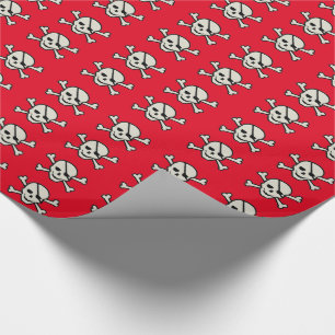 Skull - Red Glossy Wrapping Paper, 30" x 15' Wrapping Paper