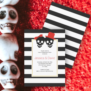 Skull red Halloween wedding engagement party Invitation