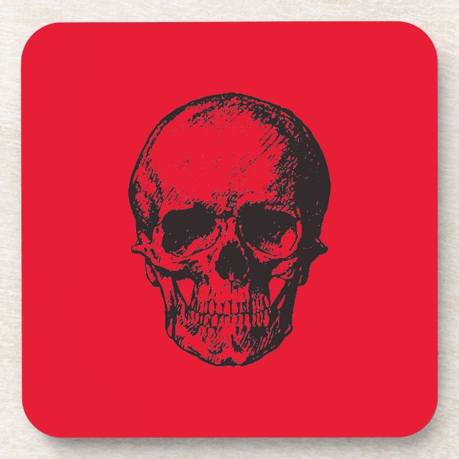 Skull Red Pop Art Coaster (Front)