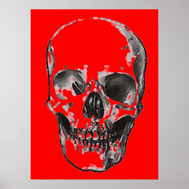 Skull Red Pop Art Poster (Front)
