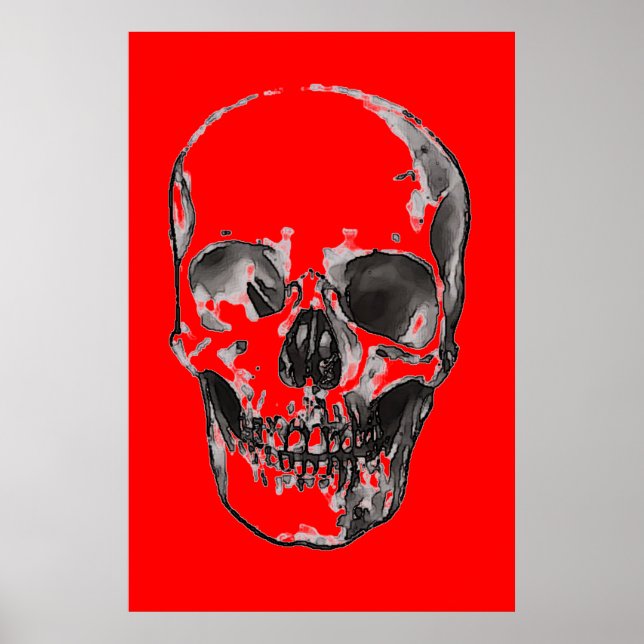 Skull Red Pop Art Poster (Front)