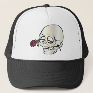Skull ~ Red Rose 2 Tattoo Skull Fantasy Art Trucker Hat