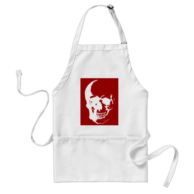 Skull - Red & White Metal Fantasy Art Standard Apron (Front)