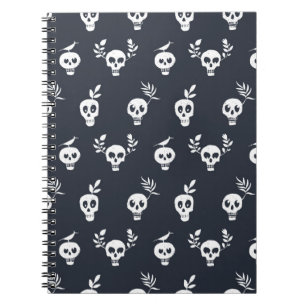 Skull regular polka dot pattern with plants and bi notebook