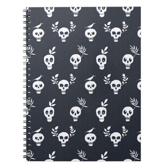 Skull regular polka dot pattern with plants and bi notebook (Front)