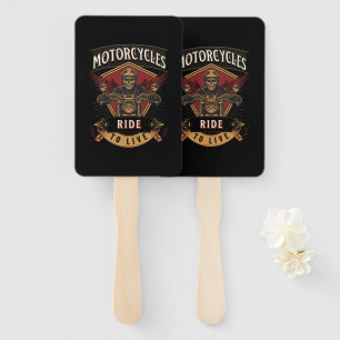 Skull Ride Motorcycles, Ride To Live  Hand Fan