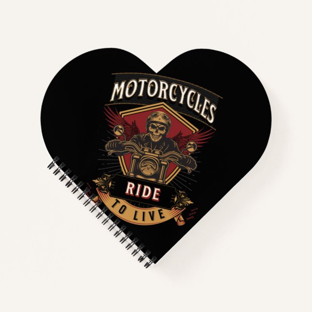 Skull Ride Motorcycles, Ride To Live Notebook (Front)