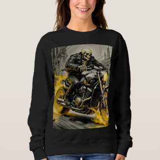 Skull Rider on Flaming Bike Sweatshirt
