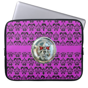 SKULL RIDERS DAMASK purple black Laptop Sleeve