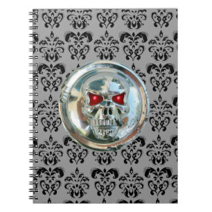SKULL RIDERS DAMASK SPIRAL NOTEBOOK