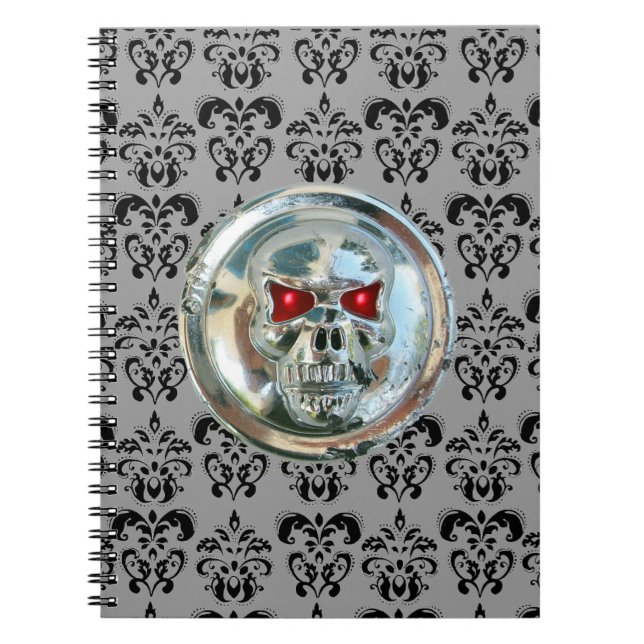 SKULL RIDERS DAMASK SPIRAL NOTEBOOK (Front)