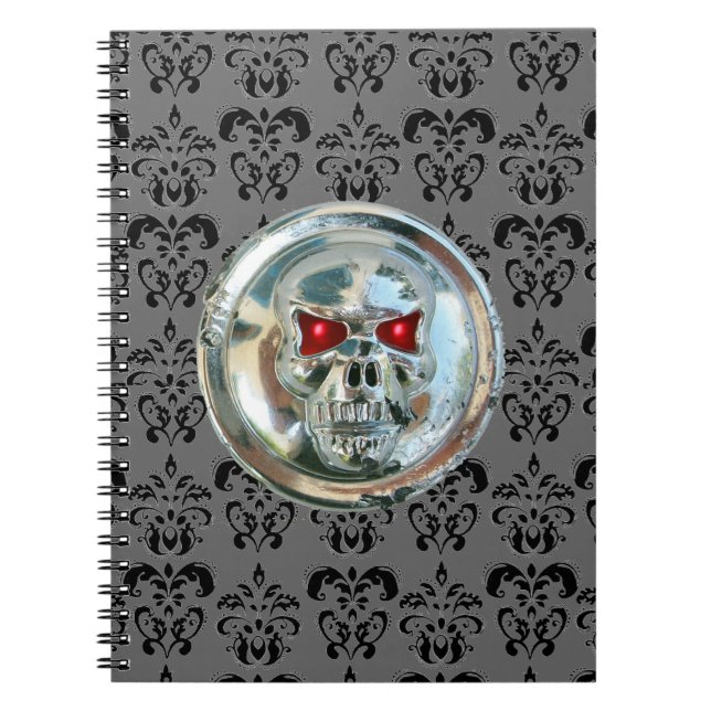 SKULL RIDERS DAMASK SPIRAL NOTEBOOK (Front)