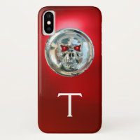 SKULL RIDERS METAL GREY RED MONOGRAM