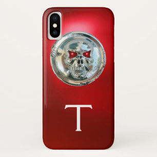 SKULL RIDERS METAL GREY RED MONOGRAM iPhone X CASE