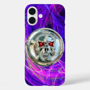 SKULL RIDERS Pink Blue Purple Fractal Swirls iPhone 16 Plus Case