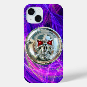 SKULL RIDERS Pink Blue Purple Fractal Swirls iPhone 15 Case