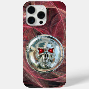 SKULL RIDERS Pink Metal Grey Fractal Swirls iPhone 15 Pro Max Case