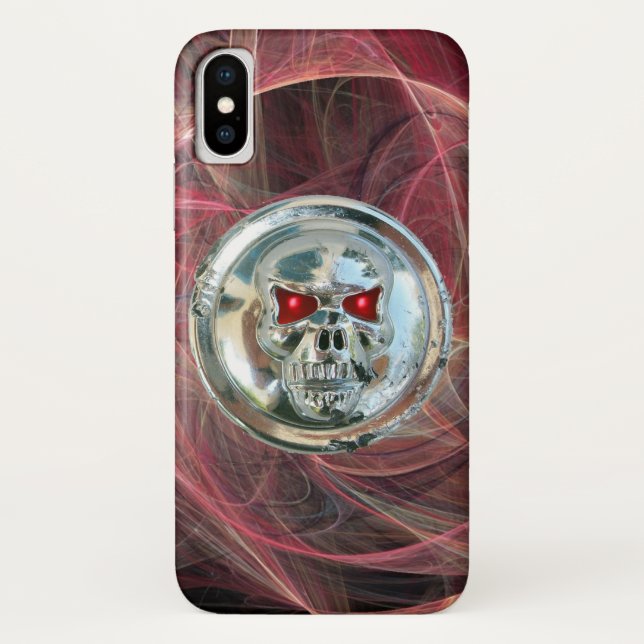 SKULL RIDERS Pink Metal Grey Fractal Swirls Case-Mate iPhone Case (Back)