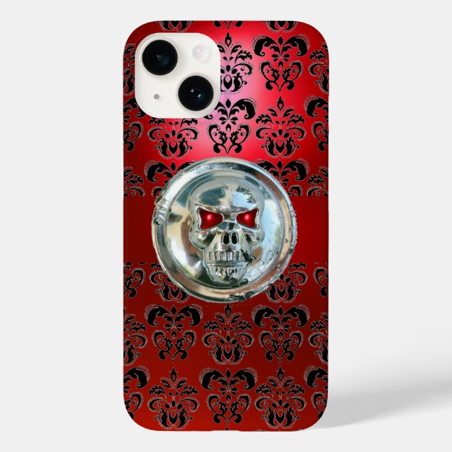 SKULL RIDERS RED BLACK DAMASK Case-Mate iPhone CASE (Back)