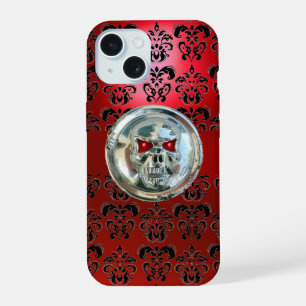 SKULL RIDERS RED BLACK DAMASK iPhone 15 CASE