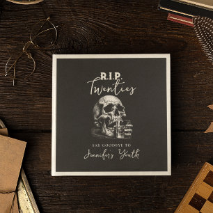 Skull RIP Twenties Black Whiskey Birthday Party Napkin