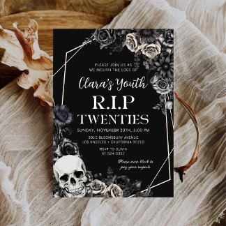 Skull RIP Twenties Floral 30th Birthday Invitation