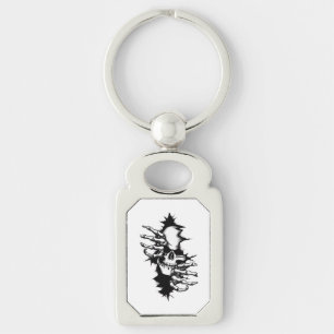 Skull Ripping Through Wall with Skeleton Hands Key Ring