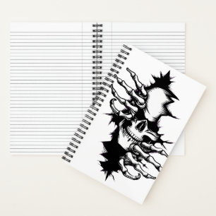 Skull Ripping Through Wall with Skeleton Hands Notebook