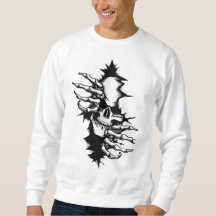 Skull Ripping Through Wall with Skeleton Hands