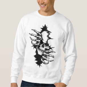 Skull Ripping Through Wall with Skeleton Hands Sweatshirt