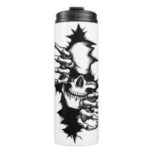 Skull Ripping Through Wall with Skeleton Hands Thermal Tumbler