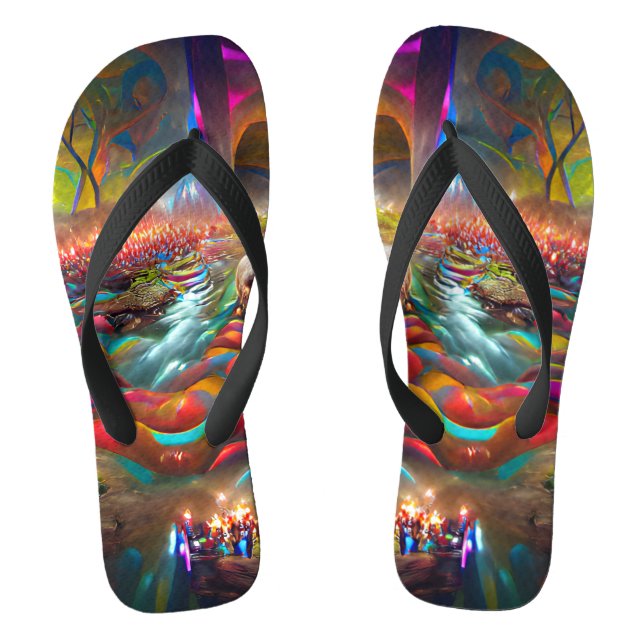 Skull River of Souls Custom Created Flip Flops (Footbed)