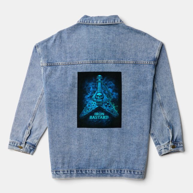 skull‑rock vibes denim jacket (Back)