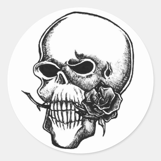 skull & rose004 copy classic round sticker (Front)