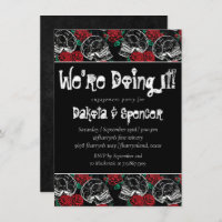 Skull Rose Chalk | Funky Black White Bridal Shower