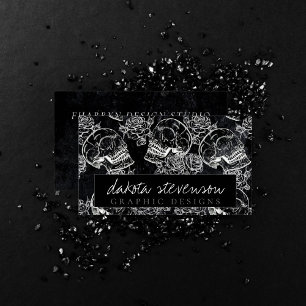 Skull Rose Chalk Funky Gothic Grunge Branding Business Card
