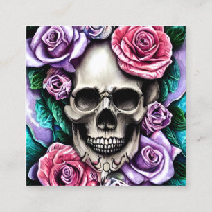 Skull & Rose Graphic Square Business Card